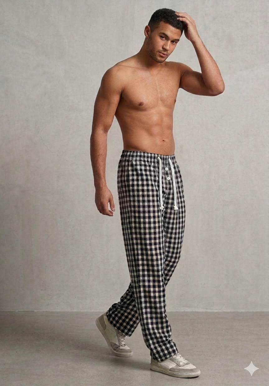 Skyna Woven Pajama - Cotton Relaxed Fit - Alpha Blue Check