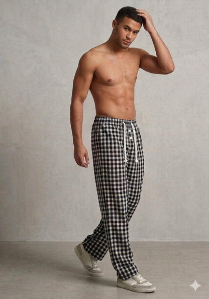 Skyna Woven Pajama - Cotton Relaxed Fit - Alpha Blue Check