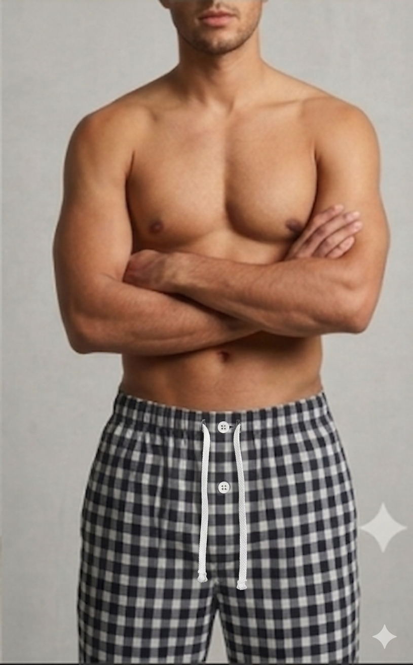 Skyna Woven Pajama - Cotton Relaxed Fit - Alpha Blue Check