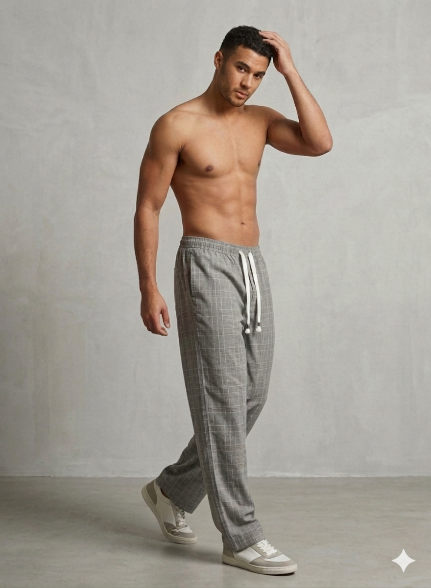 Skyna Woven Pajama - Cotton Relaxed Fit - Lt Grey