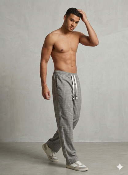 Skyna Woven Pajama - Cotton Relaxed Fit - Lt Grey