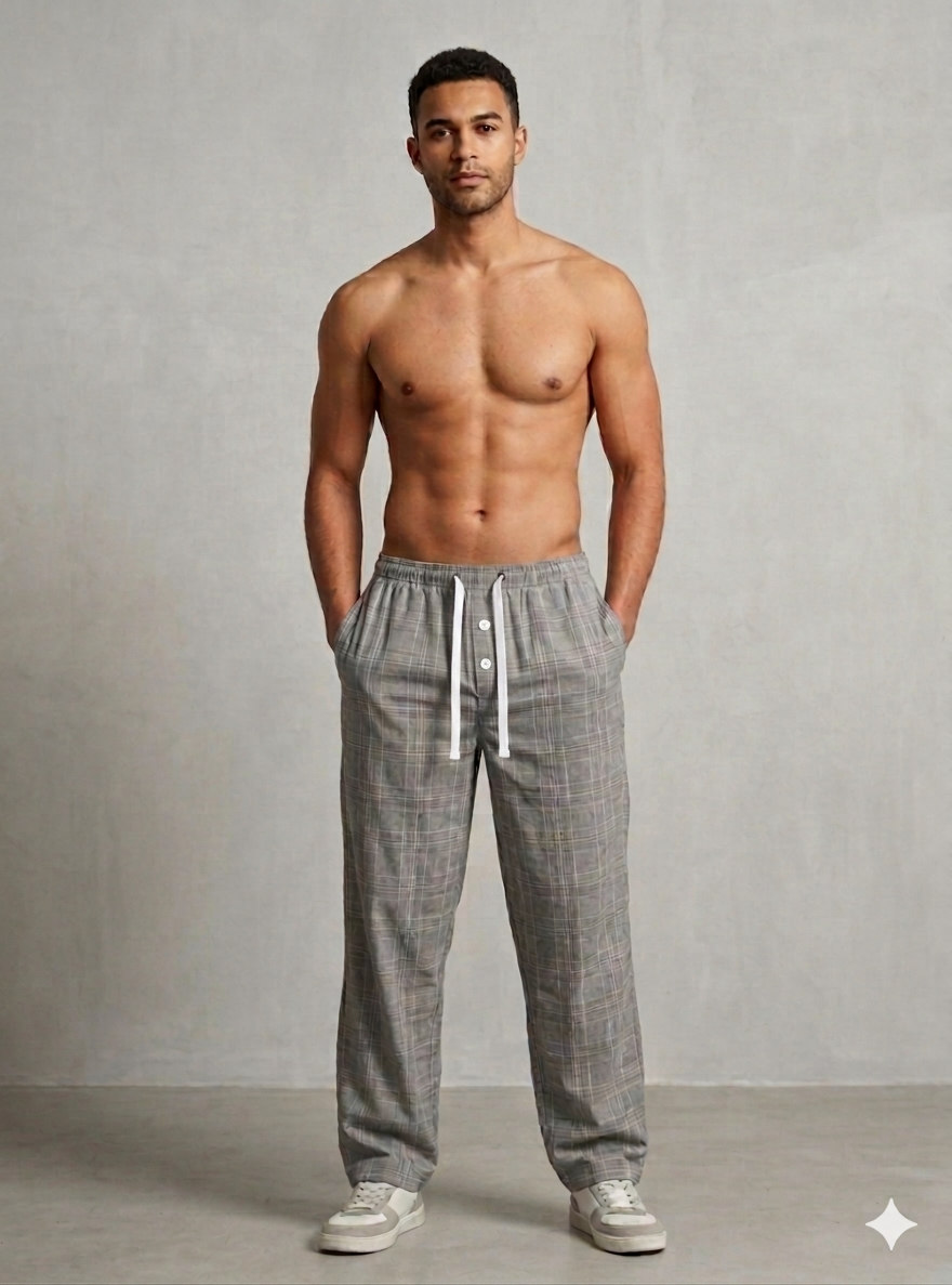 Skyna Woven Pajama - Cotton Relaxed Fit - Lt Grey