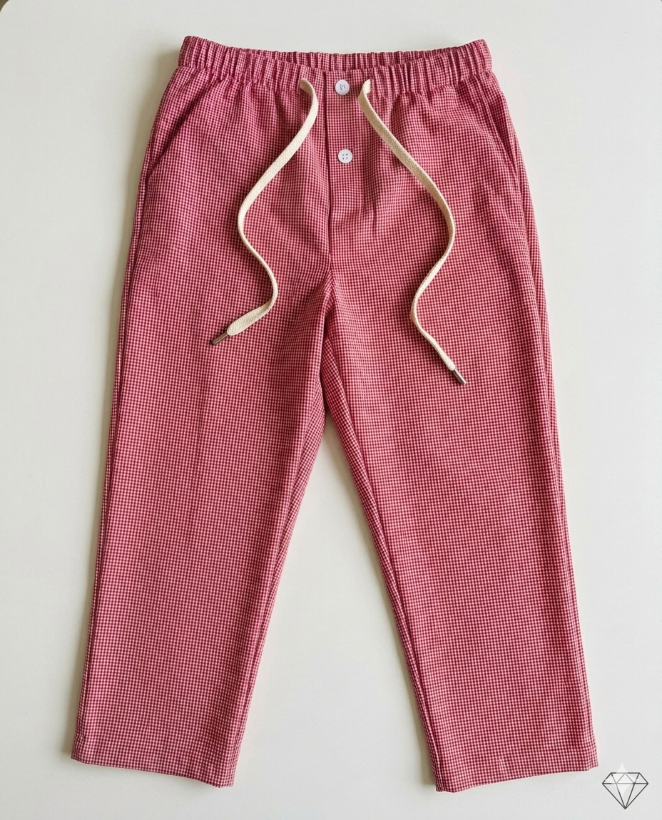 Skyna Woven Pajama - Cotton Relaxed Fit - Red Sm Check