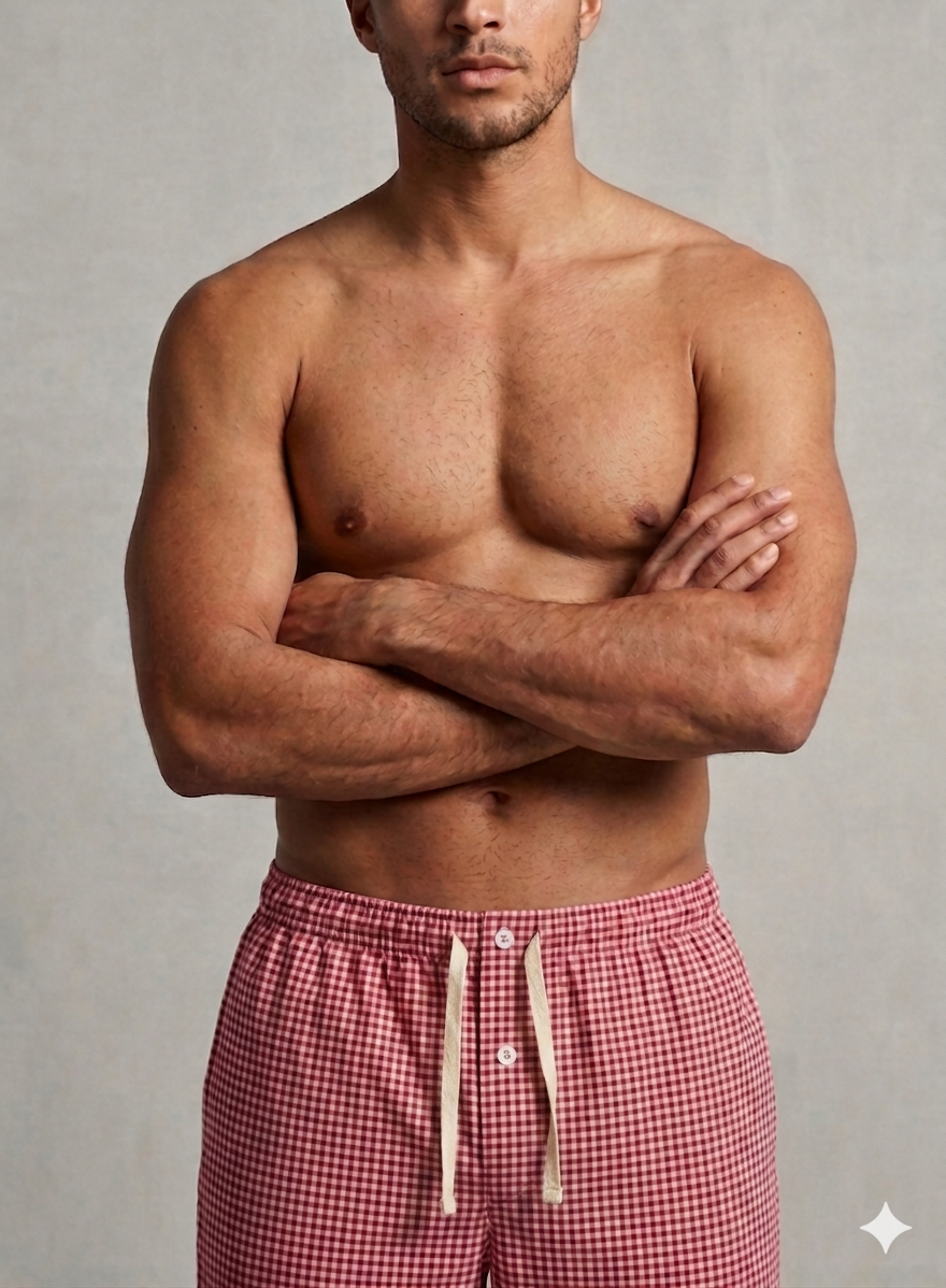 Skyna Woven Pajama - Cotton Relaxed Fit - Red Sm Check